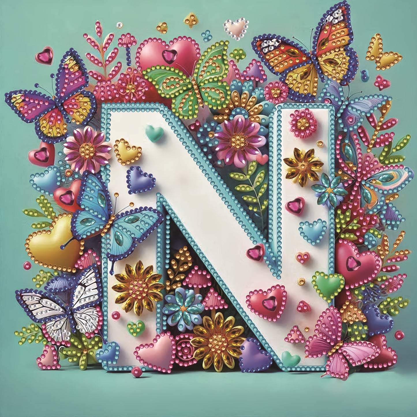 DIY Alphabet Diamond Painting Kit with Butterfly Designs