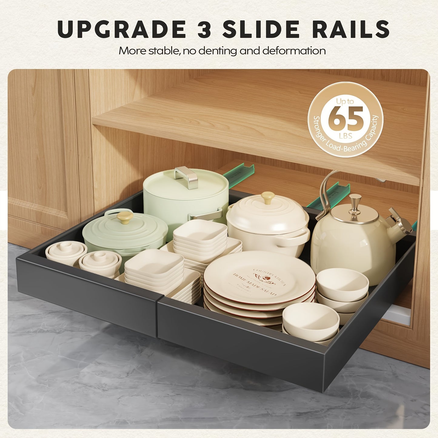 4-Drawer Heavy Duty Slide Out Cabinet Organizer 12.6-20.6