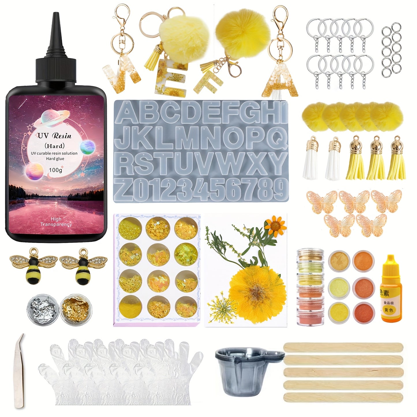 UV Resin Jewelry Kit 100g Clear Fast Cure Silicone Molds