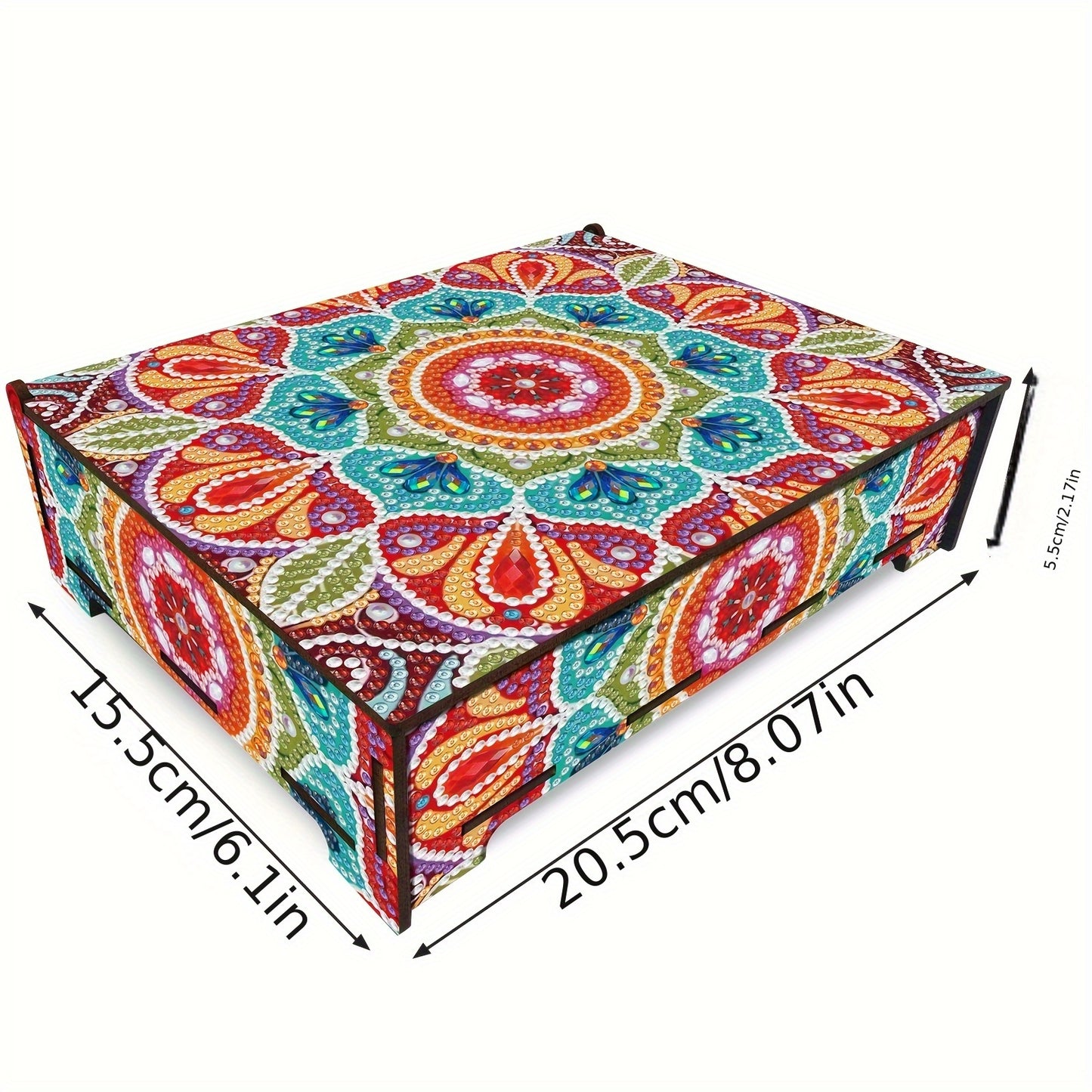 Diamond Painting Kit With Mirror Cover Mandala Wooden Box