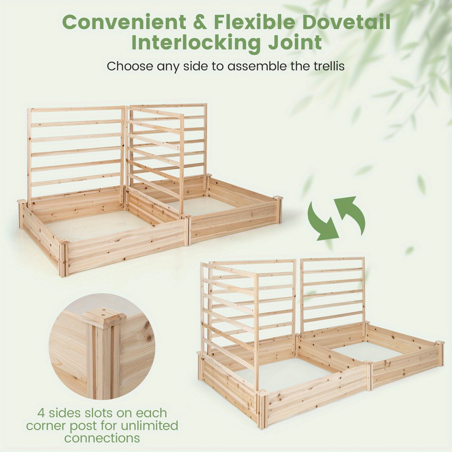 Costway Garden Bed With Two Planter Boxes And Trellis