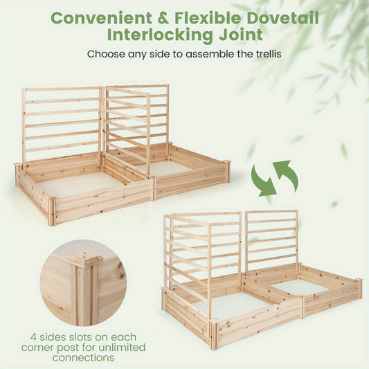 Costway Garden Bed With Two Planter Boxes And Trellis