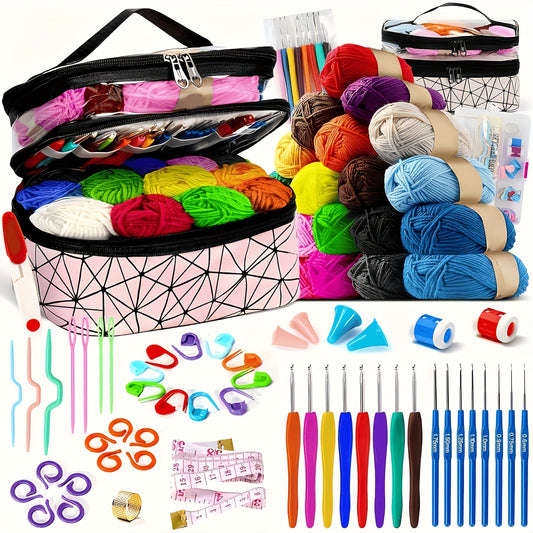 Beginner Crochet Set With Hook And Storage Bag For Adults