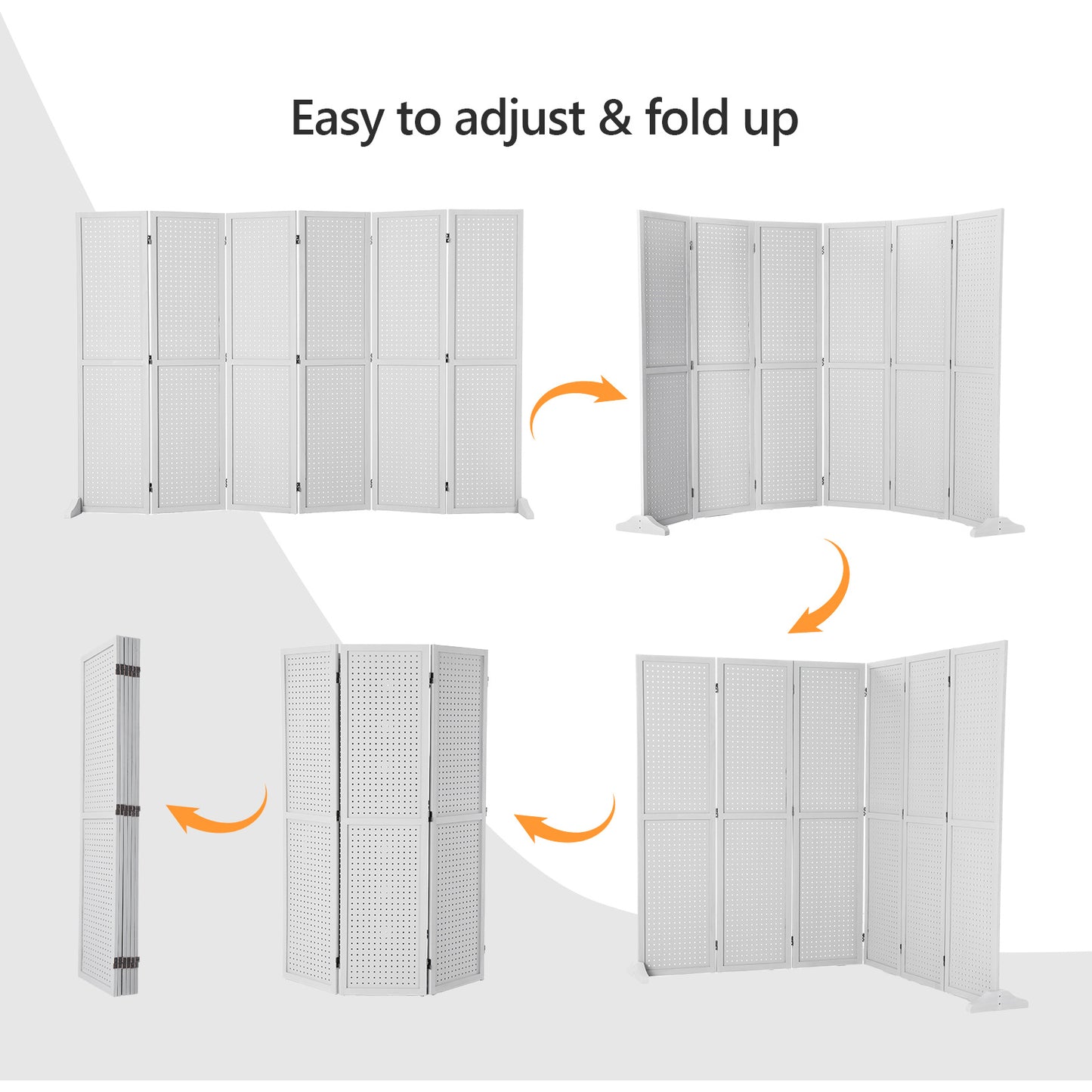 5 Ft Wood Freestanding Pegboard Room Divider Organizer