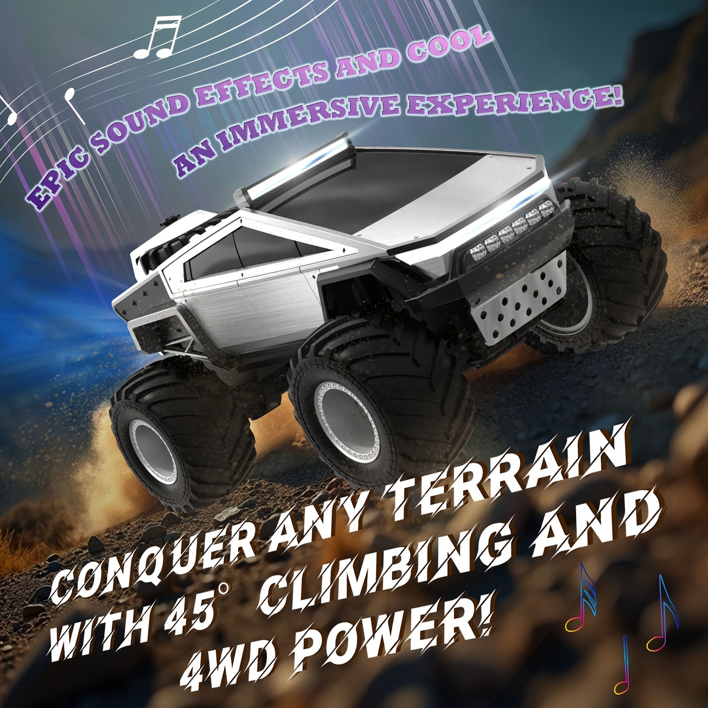 2.4GHz 4WD All Terrain RC Monster Truck with LED Lights
