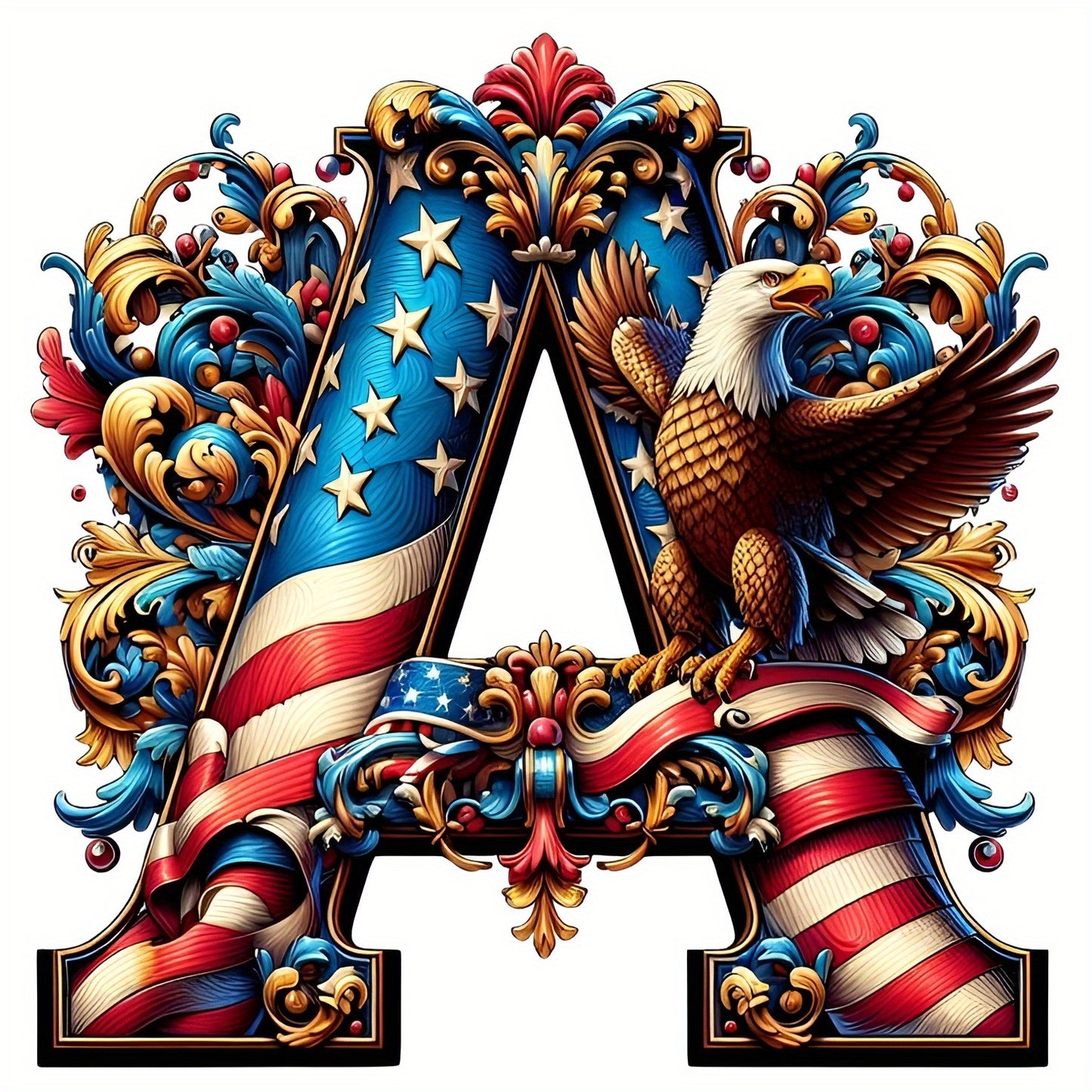 DIY Diamond Art Eagle Flag Alphabet 5D Kit 25 Letters AZ