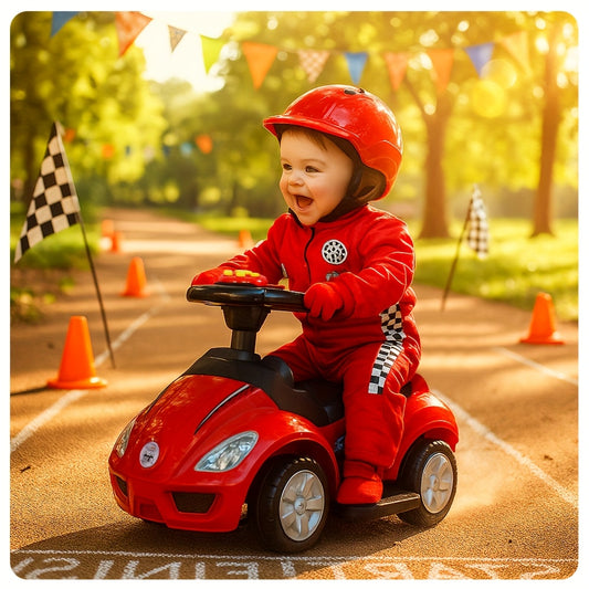 Pink 3-in-1 Push Ride Walker Car for Toddlers with Music