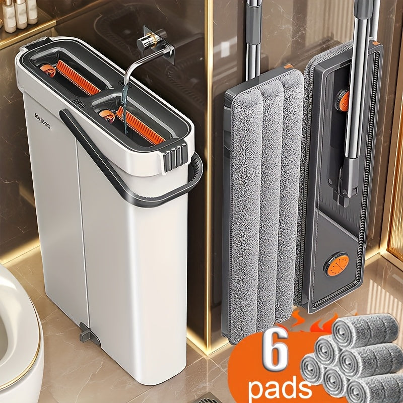 Stainless Steel Rod Mop And Bucket Set With Microfiber Pads