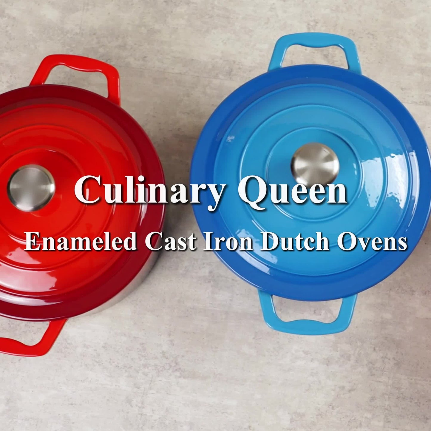 Six Qt Enameled Cast Iron Dutch Oven With Lid Dual Handles