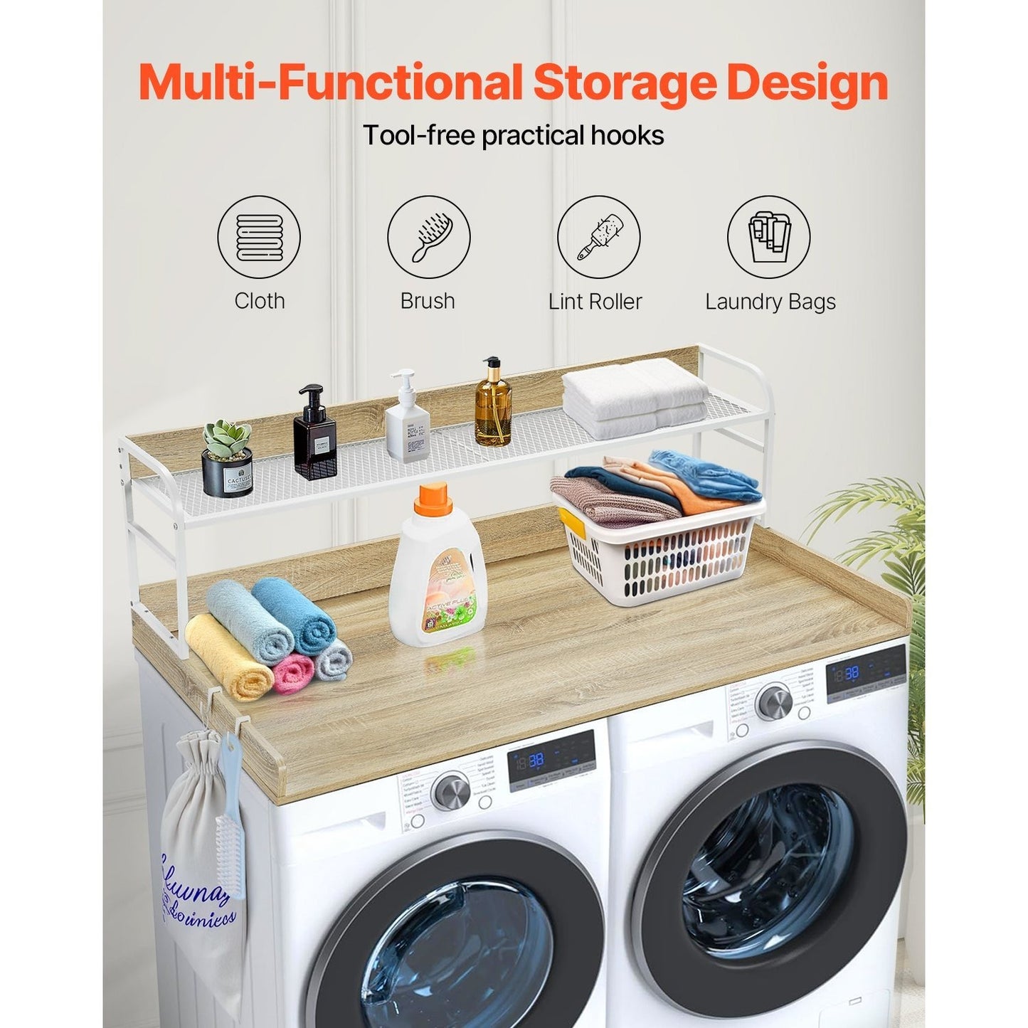 VEVOR Washer Dryer Countertop With 2 Tier Shelf Storage
