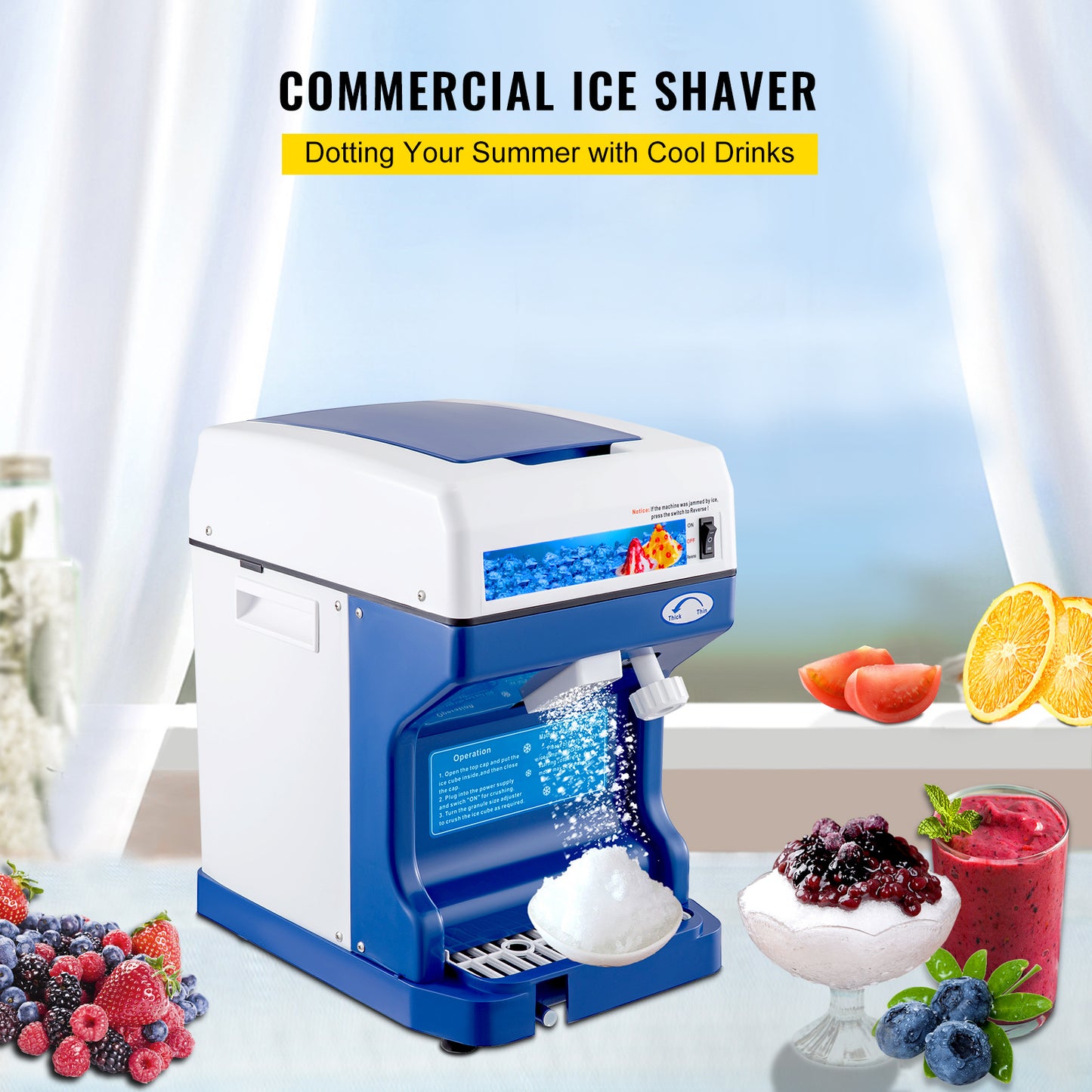 VEVOR 110V Ice Shaving Machine 250W Snow Cone Maker