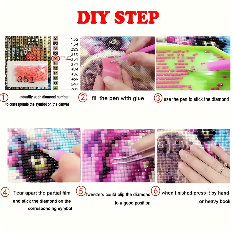 5DIY Diamond Art Kit Round Mosaic Wall Decor Gift Frameless