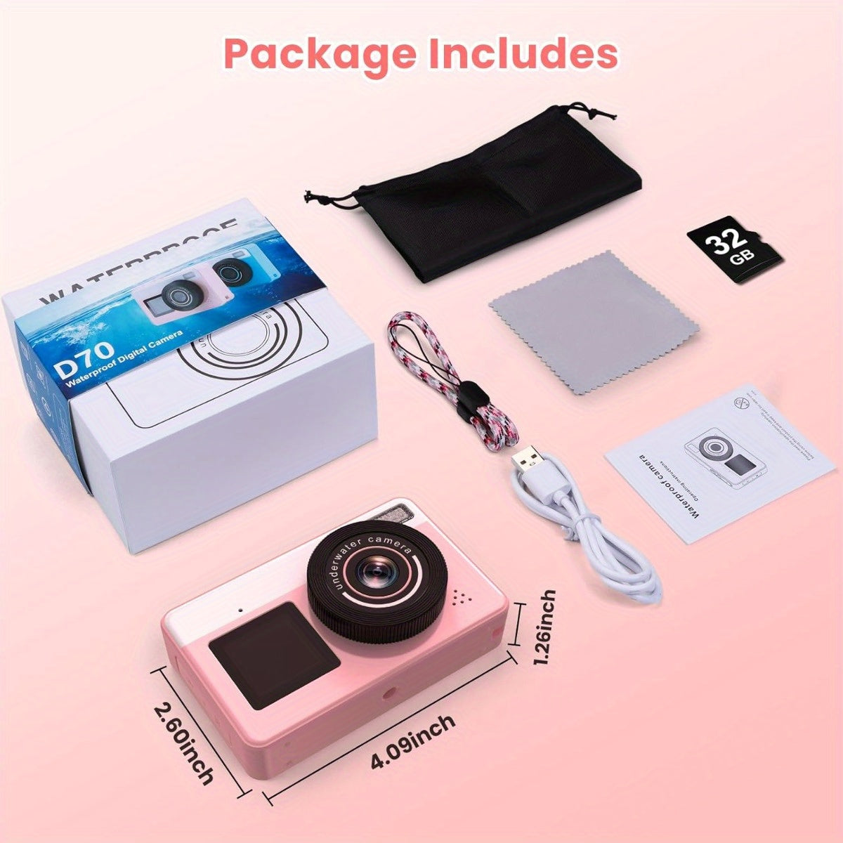 Underwater Digital Camera 18X Zoom 10ft Floating Dual Screen