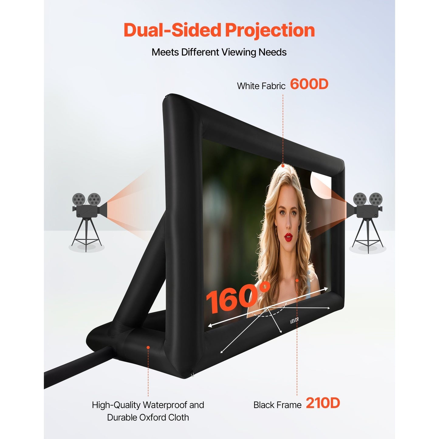 VEVOR Inflatable Projector Screen 14 16 20ft Outdoor