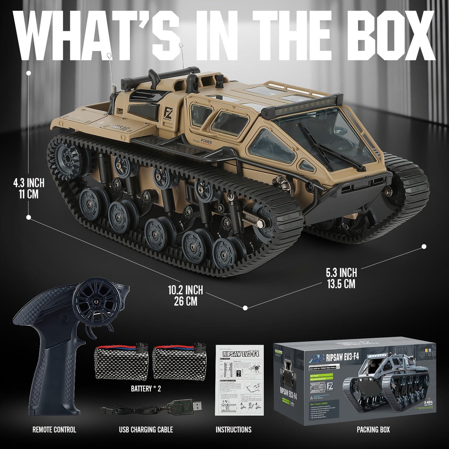RC Tracked Tank Remote Control Offroad Car With LED Lights