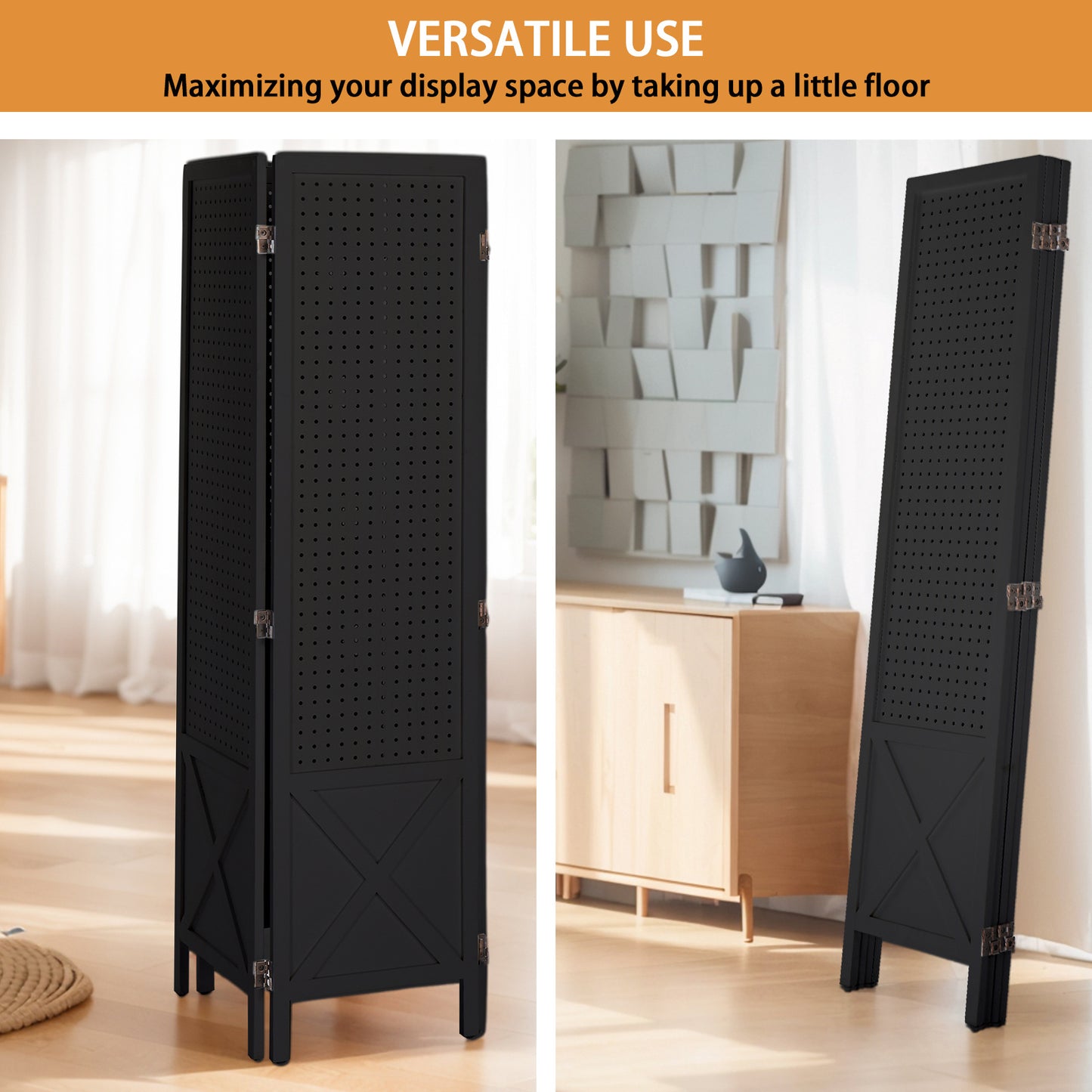 Vingli 60 Inch Freestanding Wood Pegboard Room Divider