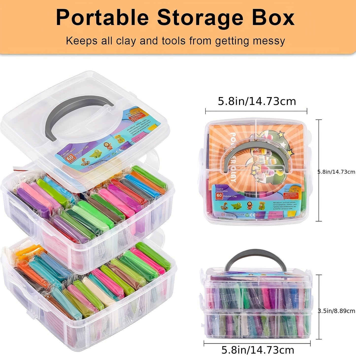 Esanda 60 Colors Polymer Clay Kit for Kids, Non-Toxic