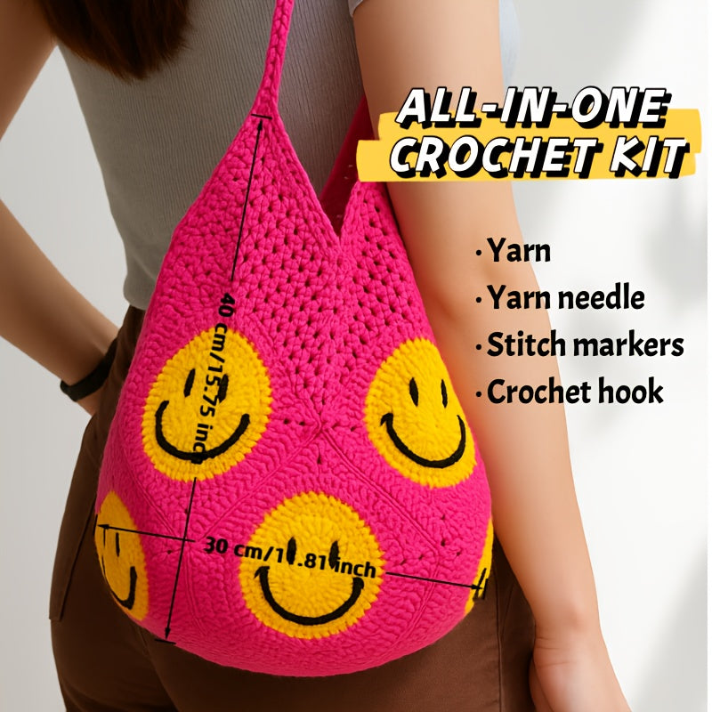 Beginner Crochet Tote Bag Kit With Yarn And Tools Included