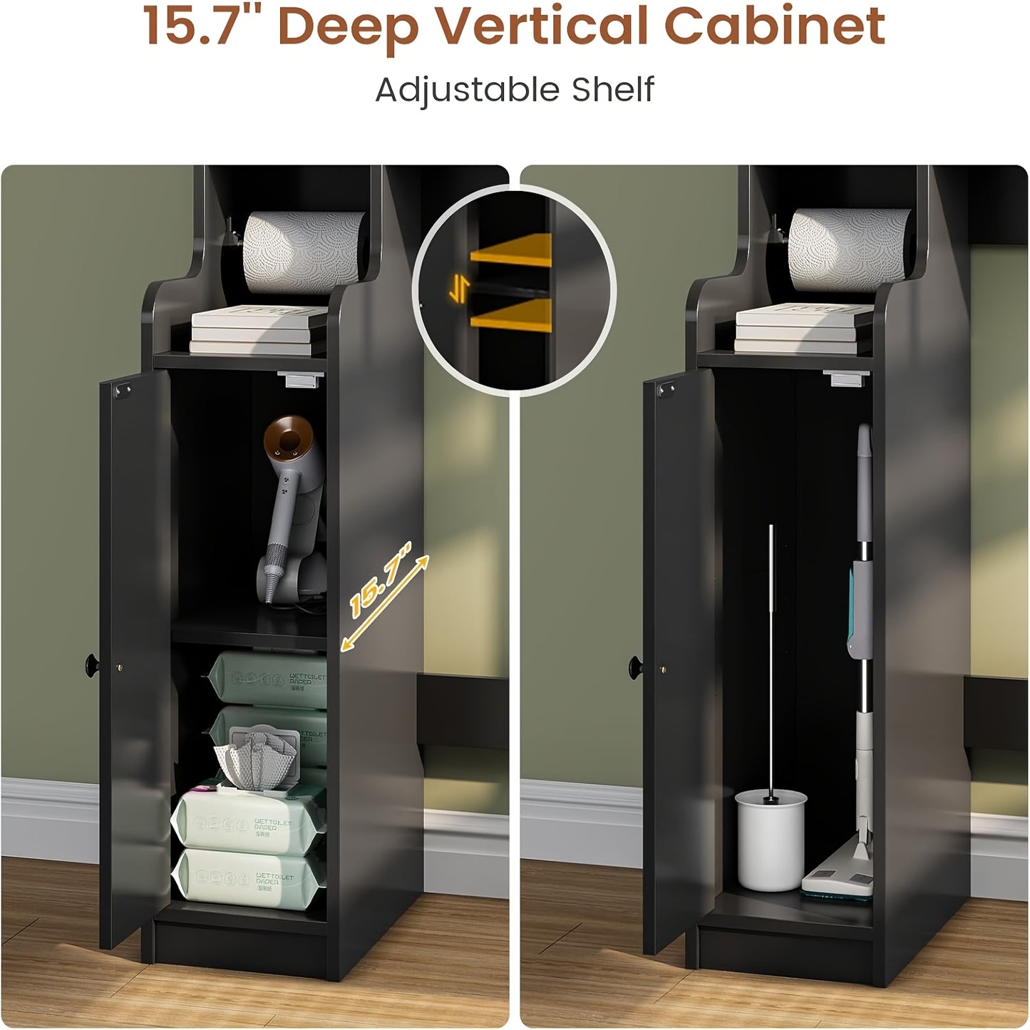 Over Toilet Cabinet With Glass Doors And Toilet Paper Holder