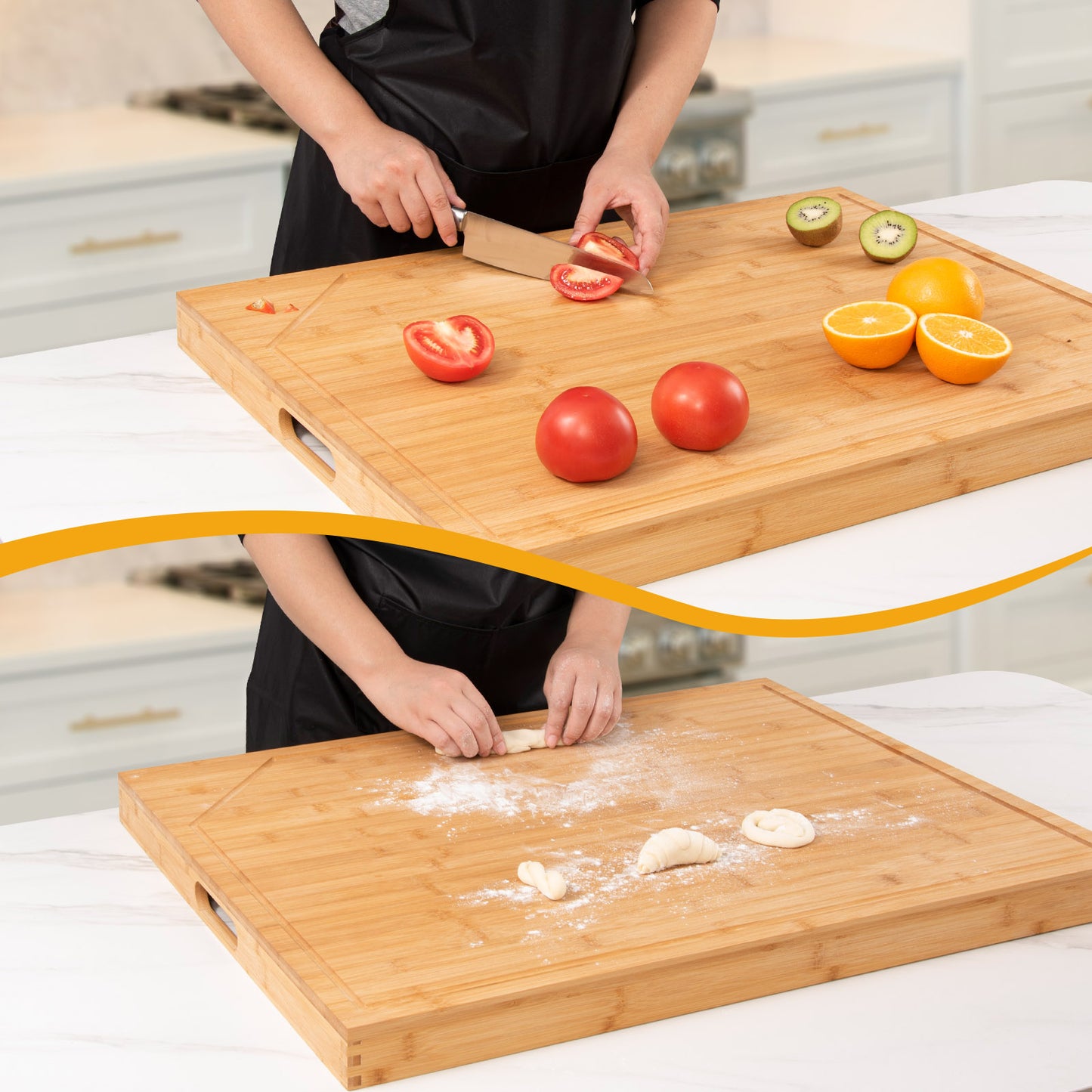 Bamboo Stove Top Cover Noodle Board With Handles RV Kitchen