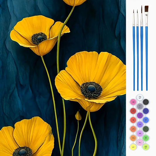 Vibrant Yellow Poppy DIY Paint By Numbers Kit Wall Art