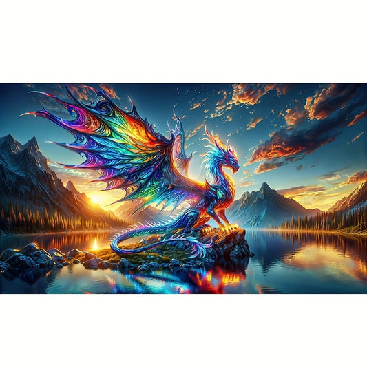 5D Diamond Painting Kit Round Dragon Pattern For Beginners