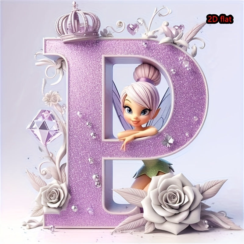 Round Diamond Art Kit with A-Z Letters and Elves Wall Decor