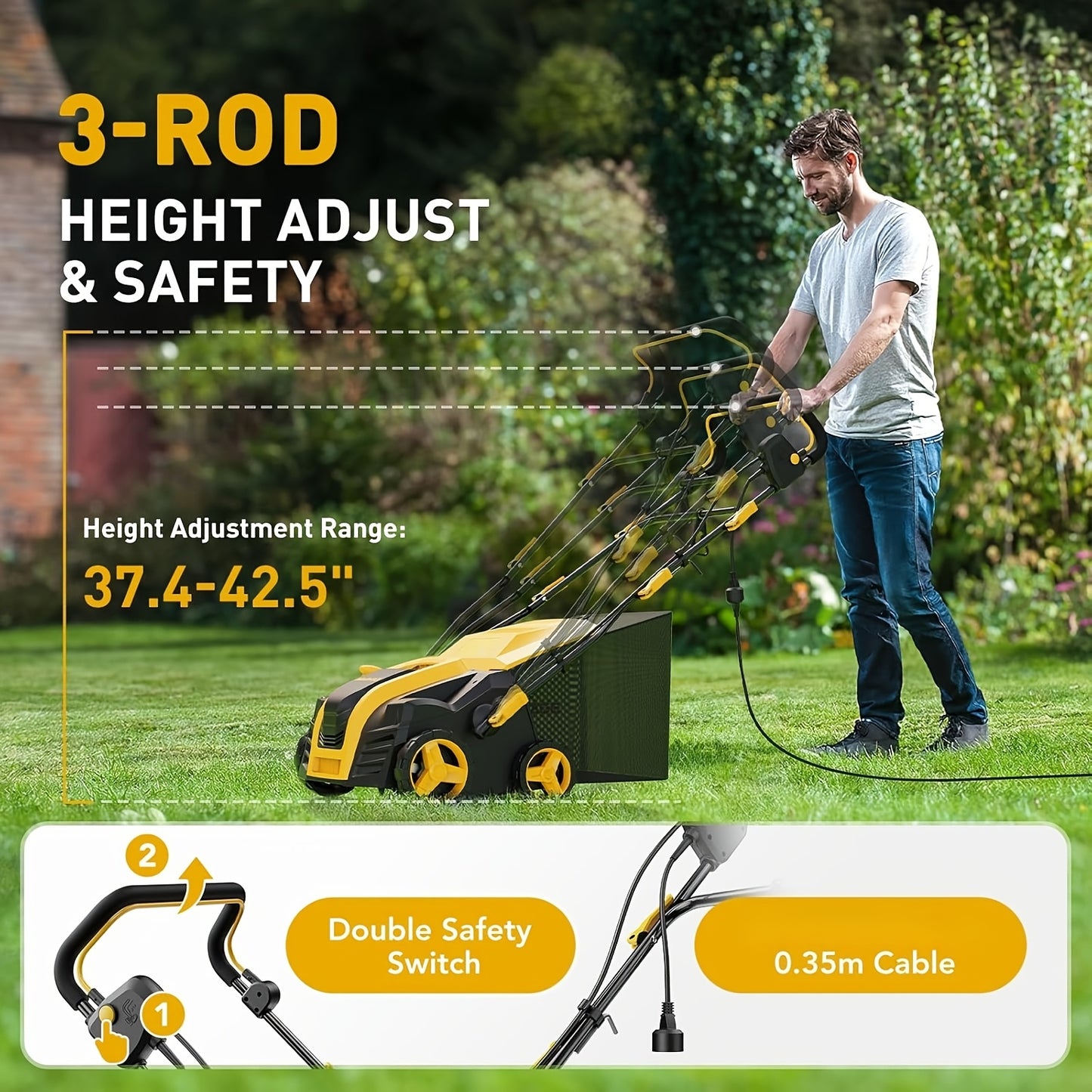 EVEAGE 16-Inch Electric Dethatcher Scarifier with Bag