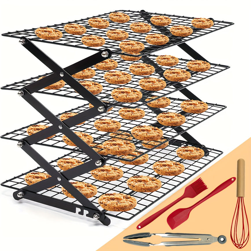 Foldable Four Layer Cooling Rack Set With Silicone Spatula