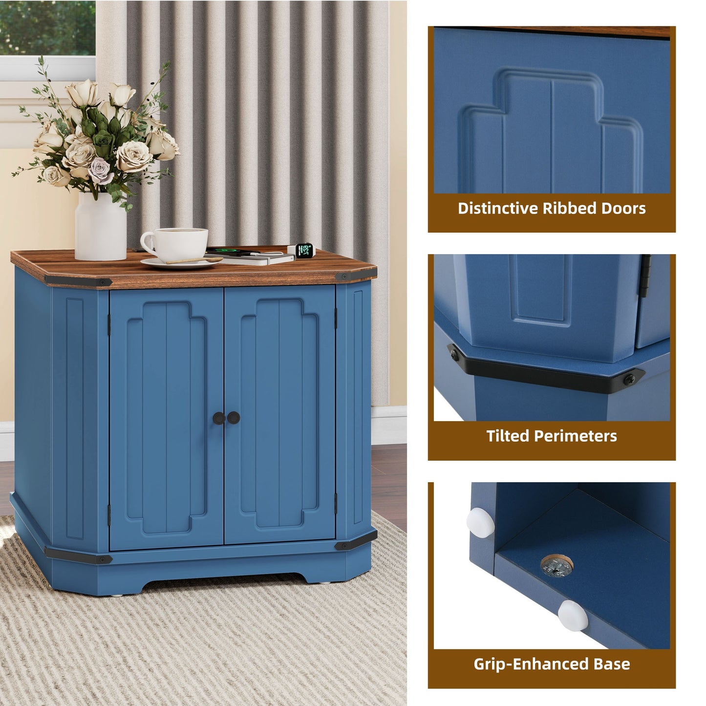 YINTATECH 23.6-Inch Modern Blue Craft Cabinet With Outlets
